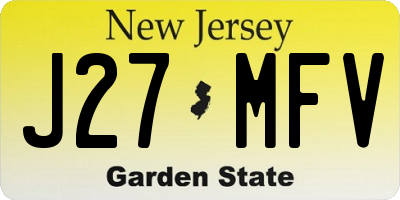 NJ license plate J27MFV