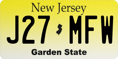 NJ license plate J27MFW