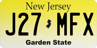 NJ license plate J27MFX