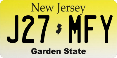 NJ license plate J27MFY