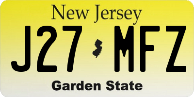NJ license plate J27MFZ