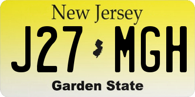 NJ license plate J27MGH