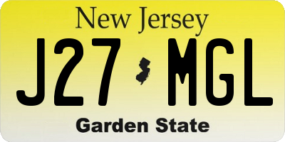 NJ license plate J27MGL