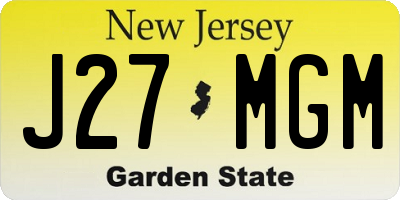 NJ license plate J27MGM