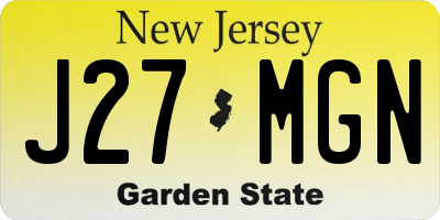 NJ license plate J27MGN