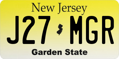 NJ license plate J27MGR
