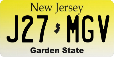 NJ license plate J27MGV