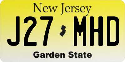 NJ license plate J27MHD