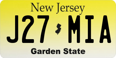 NJ license plate J27MIA