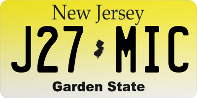 NJ license plate J27MIC