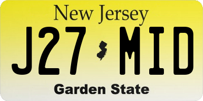 NJ license plate J27MID