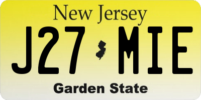 NJ license plate J27MIE