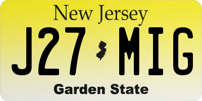 NJ license plate J27MIG