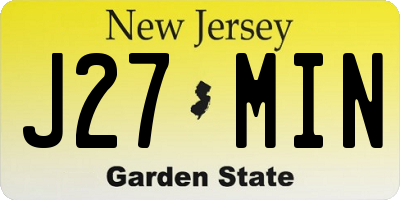 NJ license plate J27MIN