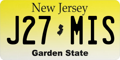 NJ license plate J27MIS