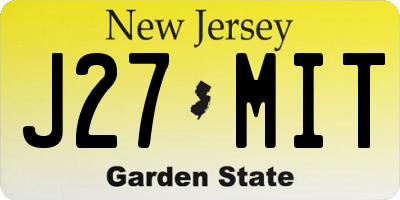 NJ license plate J27MIT