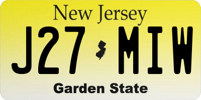 NJ license plate J27MIW