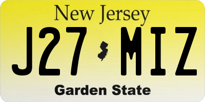 NJ license plate J27MIZ