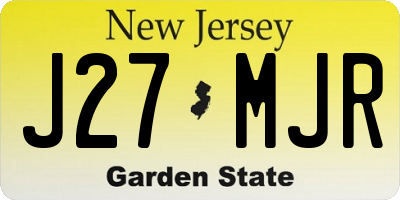 NJ license plate J27MJR