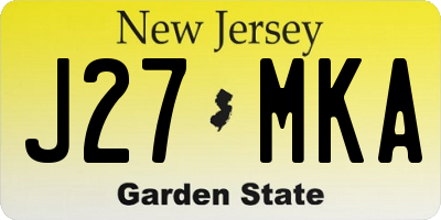 NJ license plate J27MKA