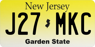 NJ license plate J27MKC