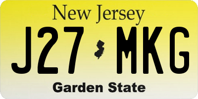 NJ license plate J27MKG