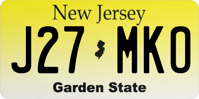NJ license plate J27MKO