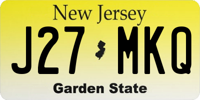 NJ license plate J27MKQ