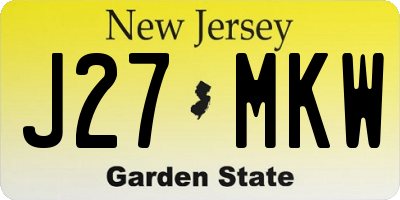 NJ license plate J27MKW