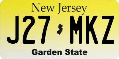 NJ license plate J27MKZ