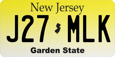 NJ license plate J27MLK