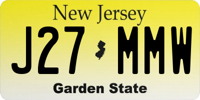 NJ license plate J27MMW