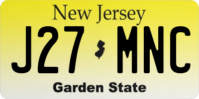 NJ license plate J27MNC