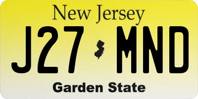 NJ license plate J27MND