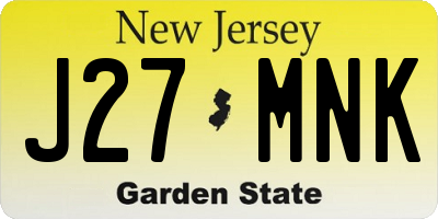 NJ license plate J27MNK