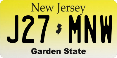 NJ license plate J27MNW