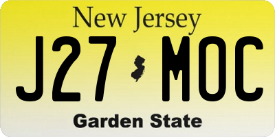 NJ license plate J27MOC