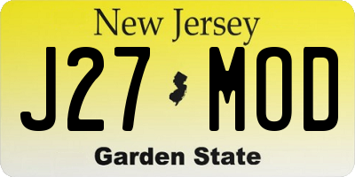 NJ license plate J27MOD
