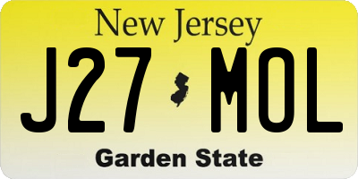 NJ license plate J27MOL