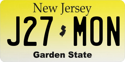 NJ license plate J27MON