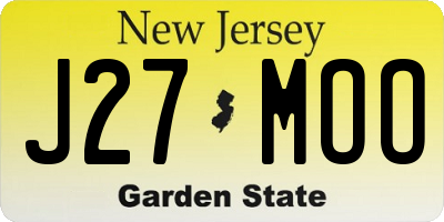 NJ license plate J27MOO