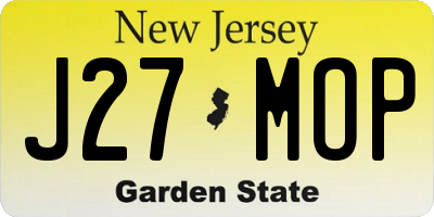 NJ license plate J27MOP