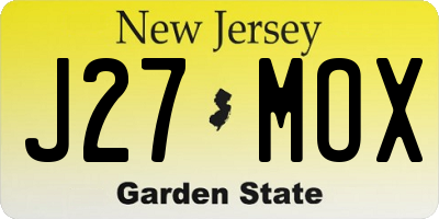 NJ license plate J27MOX
