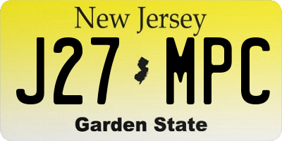 NJ license plate J27MPC