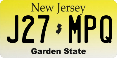NJ license plate J27MPQ