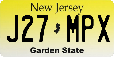 NJ license plate J27MPX