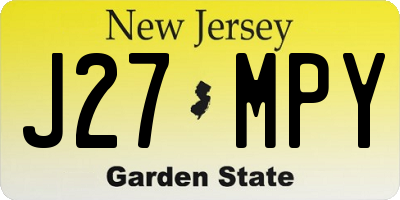 NJ license plate J27MPY