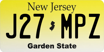 NJ license plate J27MPZ