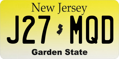 NJ license plate J27MQD