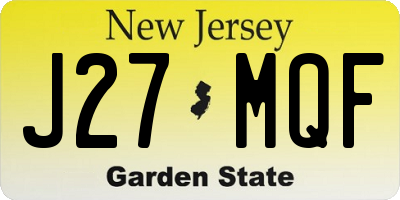 NJ license plate J27MQF